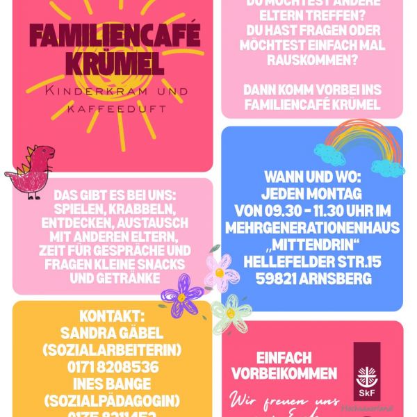 Wir sind mit unserem Familiencafé Krümel gestartet ...